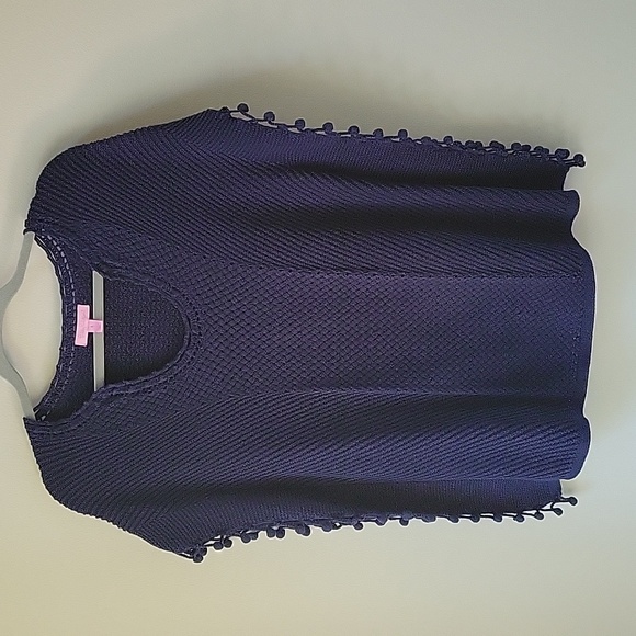 Lilly Pulitzer Knit Poncho Sweater Navy Blue Coastal‎ Beach Size Small - Picture 2 of 10